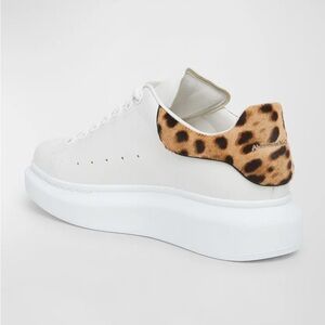Alexander McQueen Oversized Sneaker size 7.5 used twice, like new. White/leopard